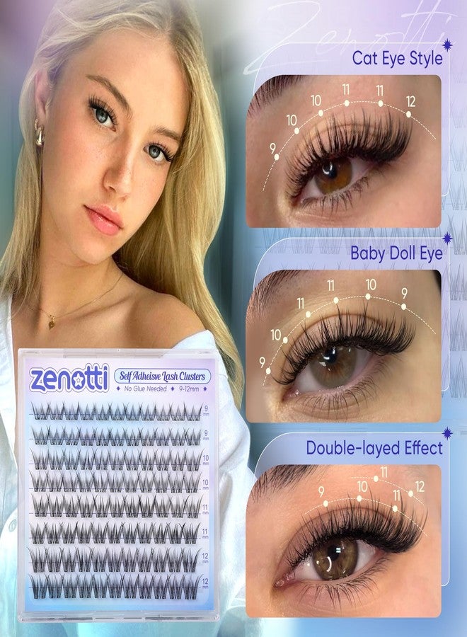 zenotti Self Adhesive Eyelashes Natural Self Adhesive Cluster Lashes No Glue Wispy Eyelash Clusters Pre Glued Short 9-12mm Manga Lash Cluster Press on Individual lashes by zenotti - Image 3